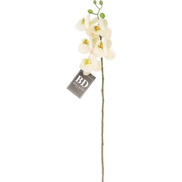 Bellatio Design Kunstbloem Orchidee Bora - wit - 58 cm - losse steel - kunst zijdebloemen - Phalaenopsis