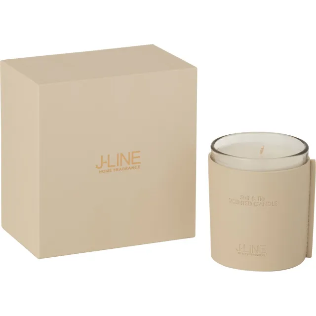 J-Line geurkaars Leder - Suit & Tie - glas - beige - 40U
