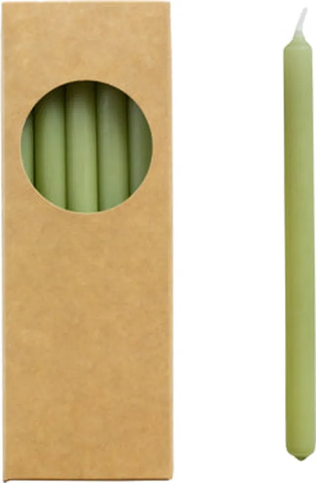 Rustik Lys Doosje met lange potloodkaarsen 'Finn' (Set van 20, Olive) Olijfgroen 17 cm