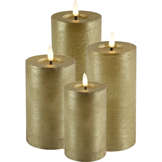 Countryfield LED kaarsen/stompkaarsen - set 4x - goud - timer - warm wit Goudkleurig