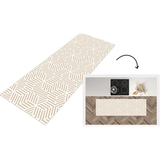 KitchenYeah Keukenloper - Loper keuken - Beige - Geometrie - Patronen - Abstract - Keukenloper vinyl Multicolor