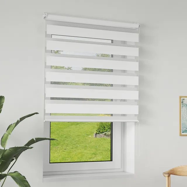 LZQ Dubbel rolgordijn Klemmfix klemrolgordijn raamgordijn zijtrekrolgordijn UV-bescherming privacybescherming - Wit - B120 x H220 cm