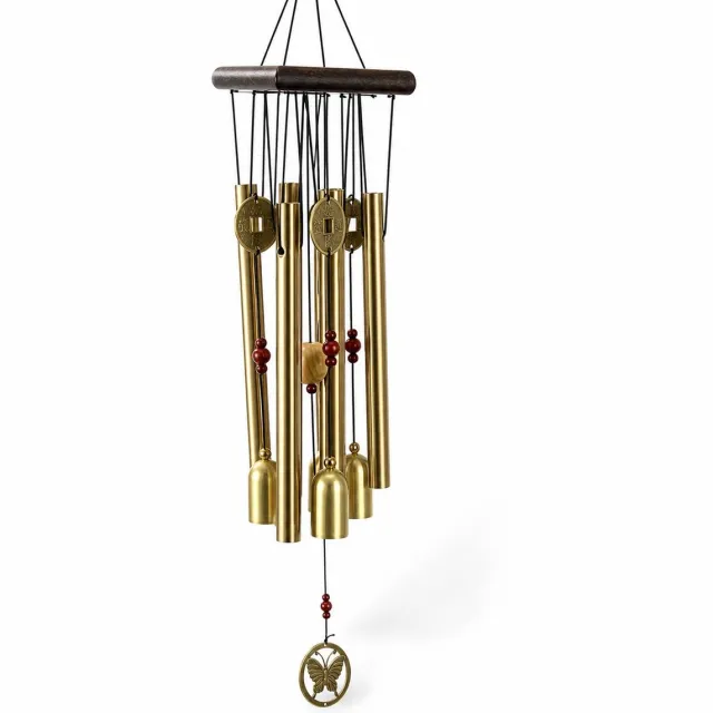 VHV Windgong - koperen windgong voor buiten - decoratief voor tuin en terras - voor balkon, binnenplaats en huis Goud