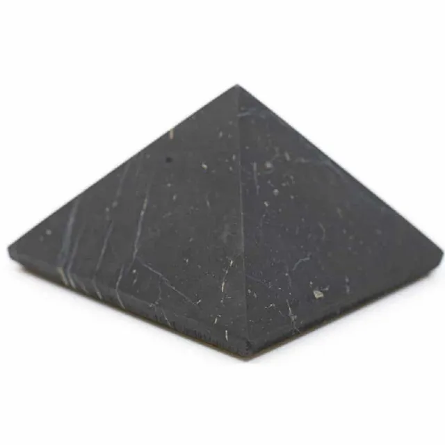 Spiru Piramide Ongepolijst Shungiet – 60 mm Zwart