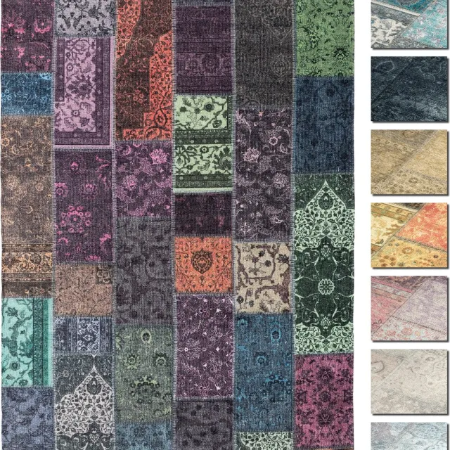 TESSO LIVING Kelim Patchwork Tapijt Woonkamer Meerkleurig 195 X 280 cm, Modern Laagpolig Vloerkleed, Superzacht, Machinewasbaar