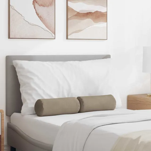 vidaXL Bolster Kussens 2 st Microvezel Stof Taupe Dia. 15 x 40 cm
