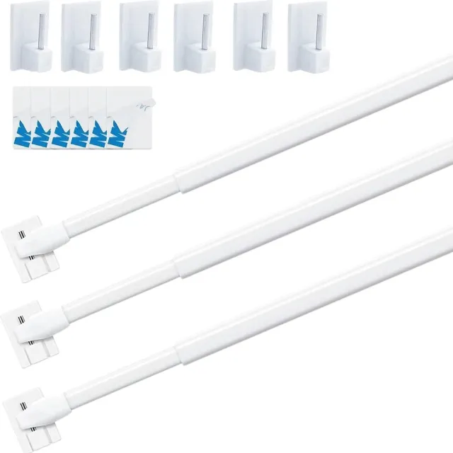 Cosensi Vitragestangen 3 stuks met zelfklevende haken uittrekbare bistrogordijnroede voor raam keuken doe-het-zelfprojecten 30-50 cm Any