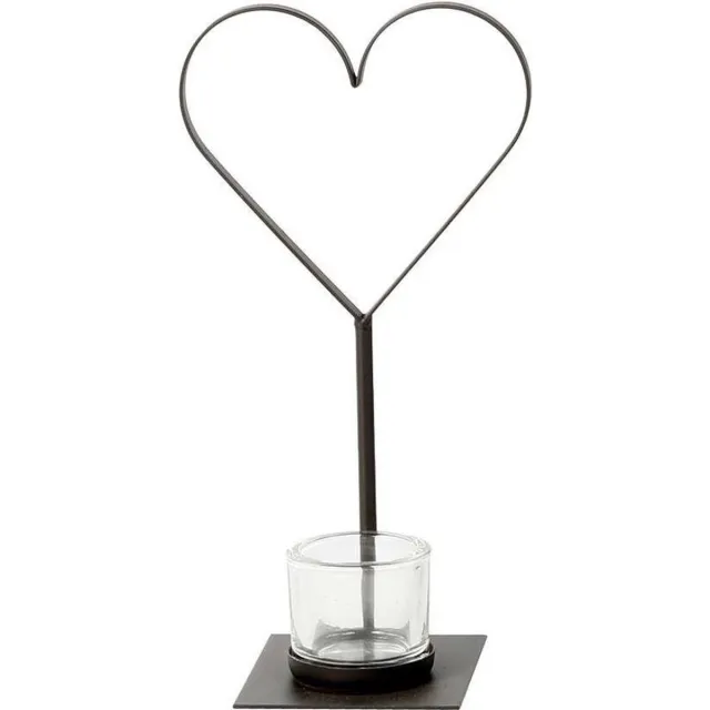 b-home-interieur.be Hart Windlicht - Staande Hart Diana - Tafeldecoratie huwelijk - verjaardag - huwelijksgeschenk - 30 cm hoog Zwart
