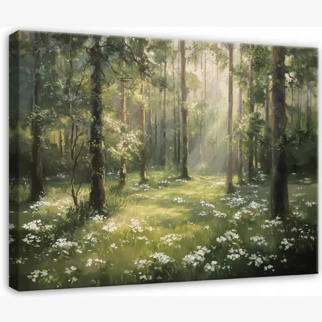 WALLARENA Schilderij op canvas - 120x80 cm - Bos landschap natuur voor slaapkamer woonkamer keuken veelkleurig