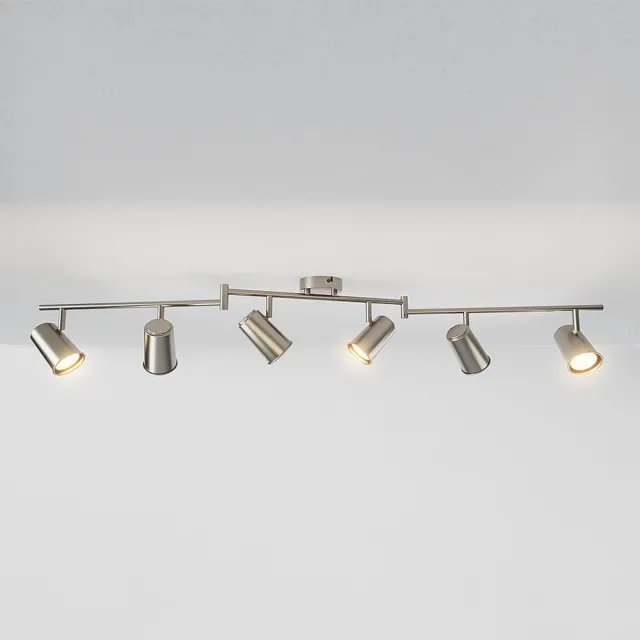 HOFTRONIC Riga RVS LED plafondlamp 6 spots – kantelbaar en draaibaar – opbouwspots zwart – GU10 fitting - Plafondspots - IP20 - woonkamer en gang
