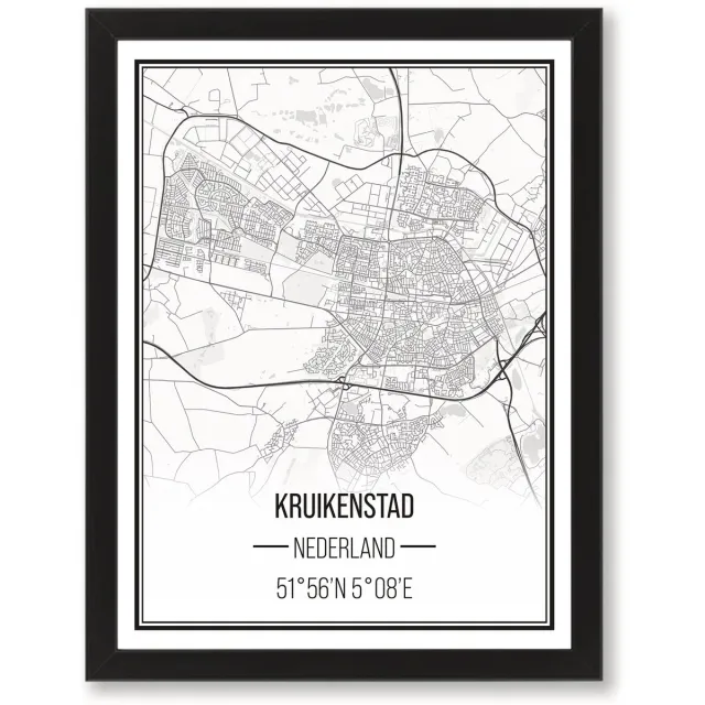 PRNTS Carnavalsprint - Kruikenstad - Tilburg - Carnaval - Poster - Zwarte lijst - Wanddecoratie - 21x30cm