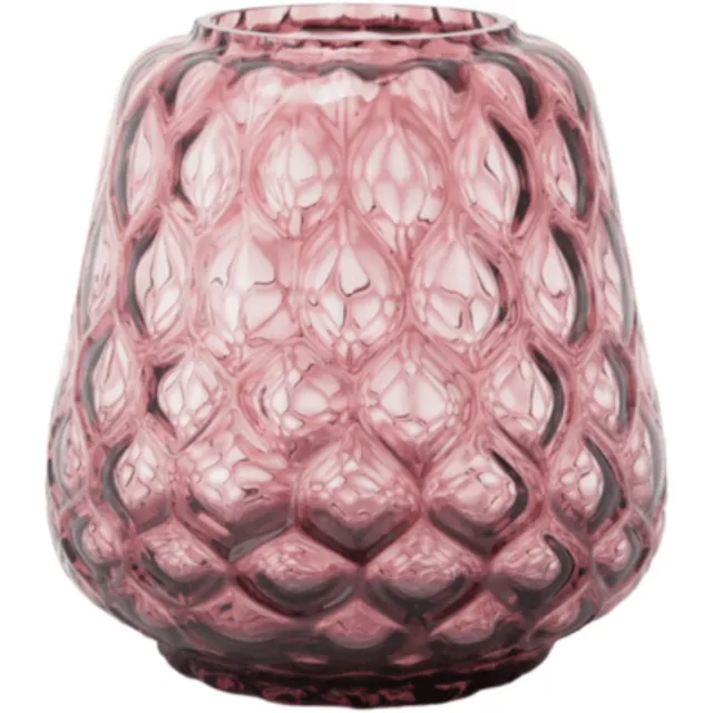 XLBoom Kuro Prism Small Plum – Mondgeblazen glazen vaas met geometrisch patroon – Kleur Plum – Design woonaccessoire Roze