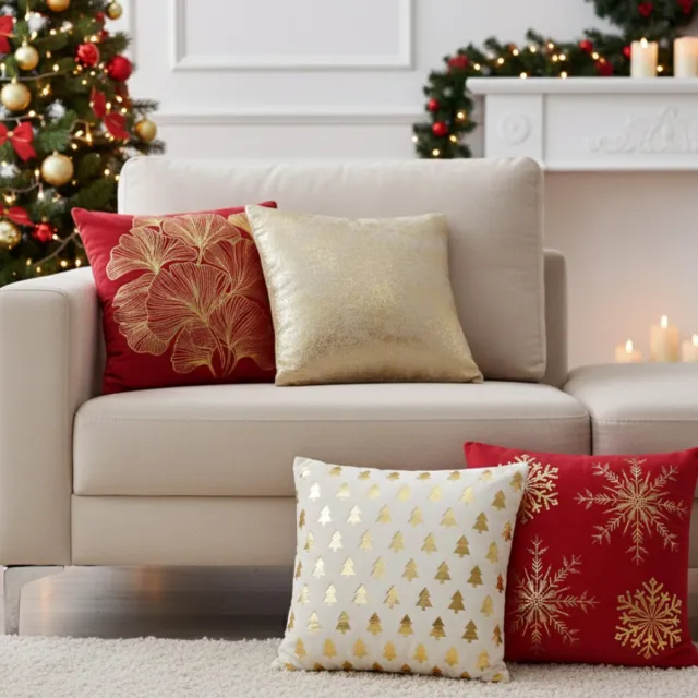 Urbane Hide Set van 4 Kussenhoezen | 45 X 45 cm | Kussenhoes | Kussenhoesjes | velvet | met rits | Wit en rood Rood & Wit