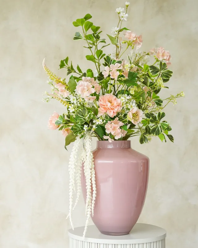 Fan of Flowers Luxe Zijden Bloemen Boeket Perla - Kunstbloemen Veldboeket - Beige Wit Groen - 80 cm - Real-Touch Nepbloemen
