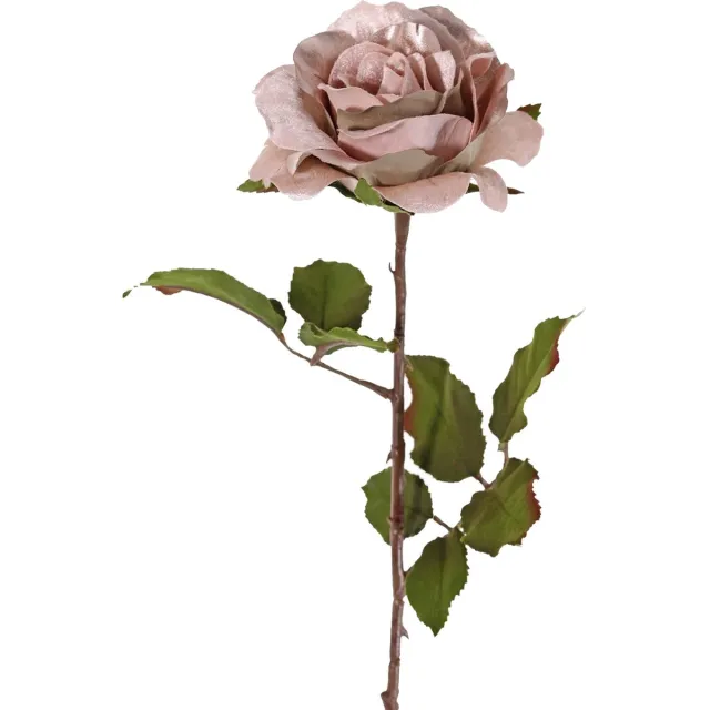 Top Art Kunstbloem roos Glamour - oud roze - satijn - 61 cm - kunststof steel - decoratie bloemen Oudroze