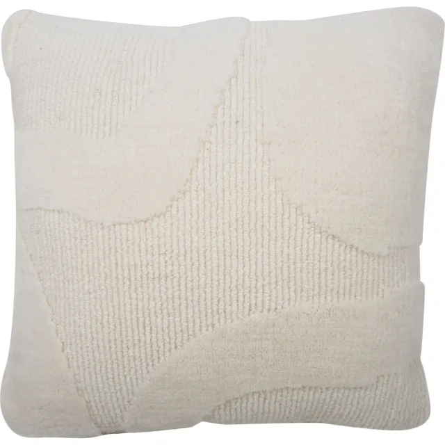 Veer Carpets Kussen Naomi Naturel 45 x 45 cm - Luxe Wollen Sierkussen met Abstract Patroon