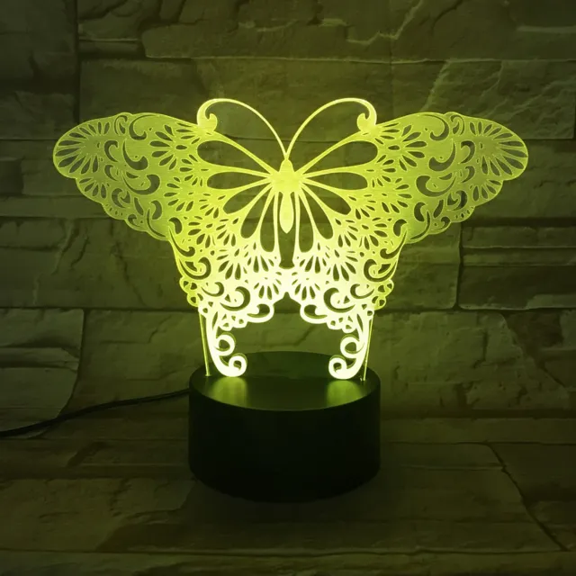 MC Living 3D Led Lamp Met Gravering - RGB 7 Kleuren - Vlinder