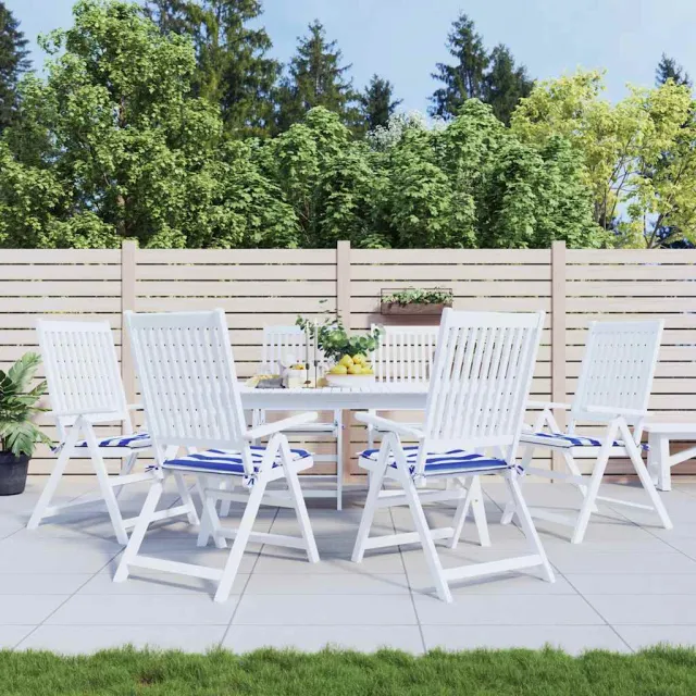 vidaXL Tuinstoelkussens 6 st gestreept 40x40x3 cm stof wit en blauw Meerkleurig