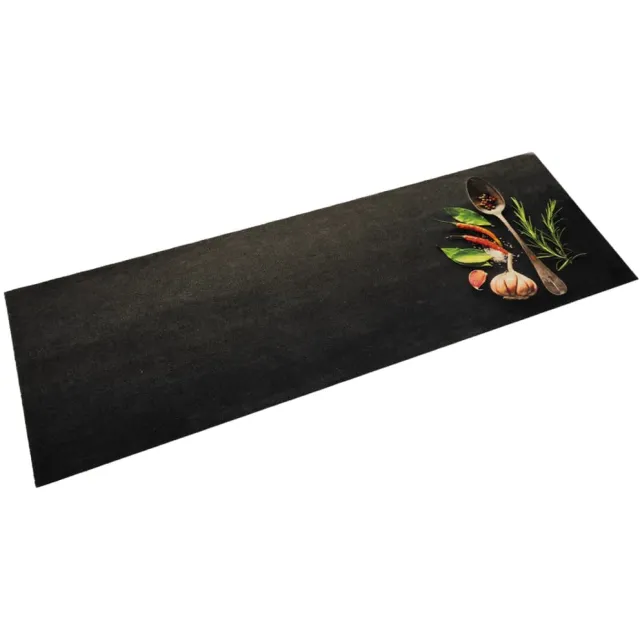 vidaXL Keukenmat wasbaar kruidenprint 60x180 cm fluweel zwart