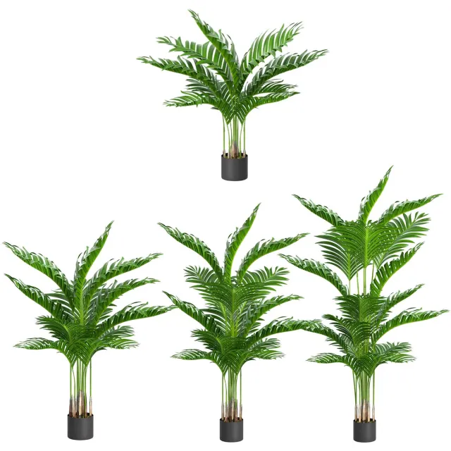 Aufun Kunstplant Palme 90 cm - Echtgetrouwe met natuurlijk houten stam, decoratie voor woonkamer slaapkamer kantoor Groente