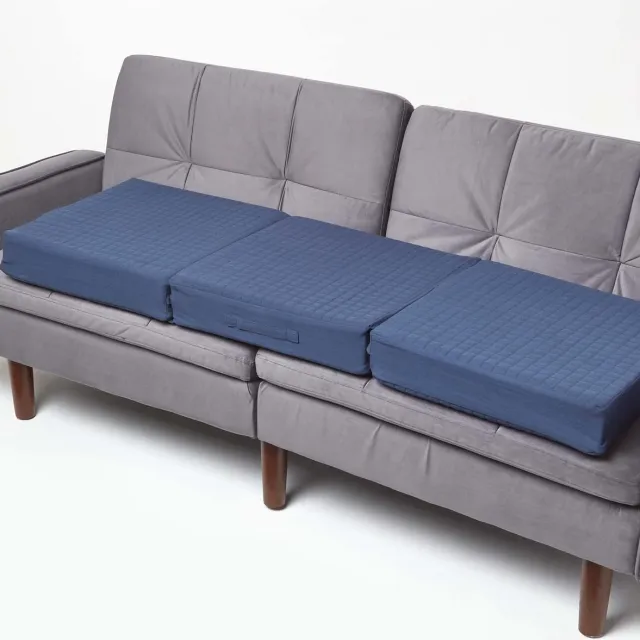 Homescapes bankkussen 150 x 50 cm voor 3-zits, donkerblauw - groot orthopedisch zitkussen Dunkelblauw