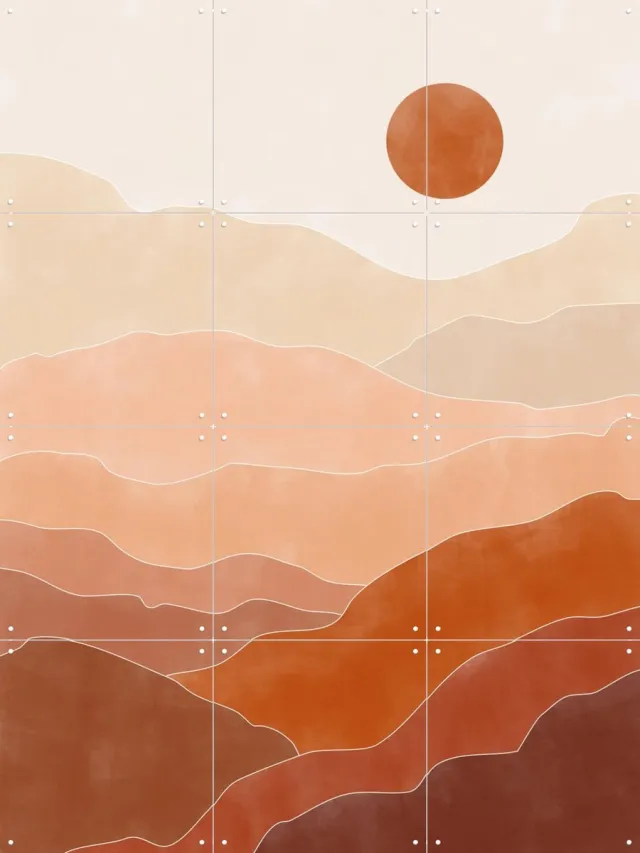 IXXI Desert Sun Rise, Elena Ristova & Various - 60 x 80 cm - Grote wanddecoratie en posters - Abstract, Woonkamer, Slaapkamer, Bergen Roze / Beige
