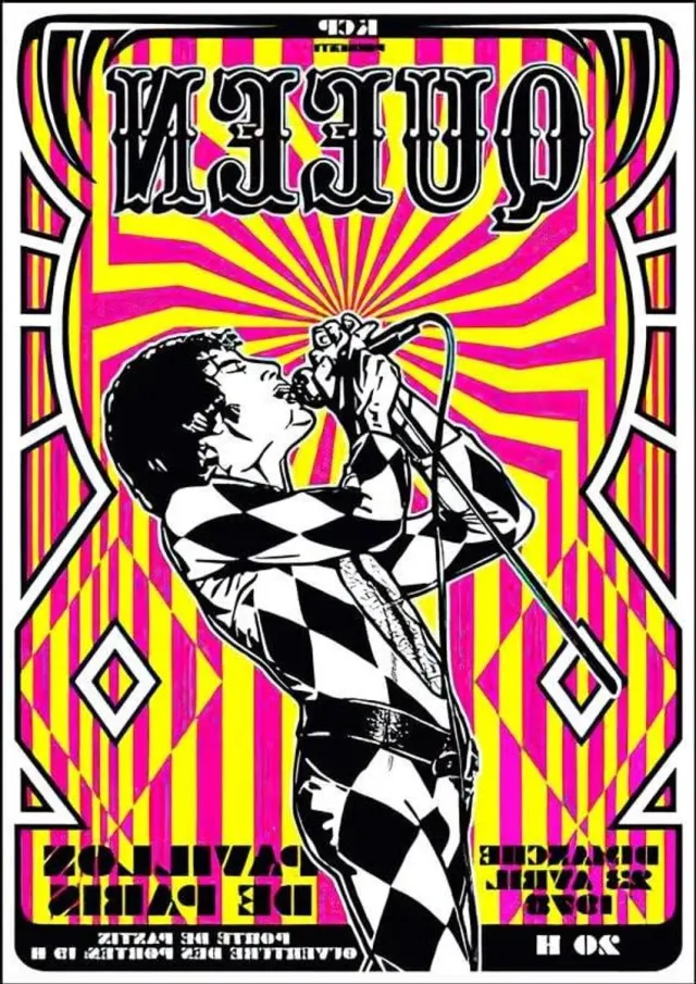 Provento Retro Vintage Rock Concert Gig Poster A4 - Koningin Decoratie voor Muur Kunst met Retro Design Geel