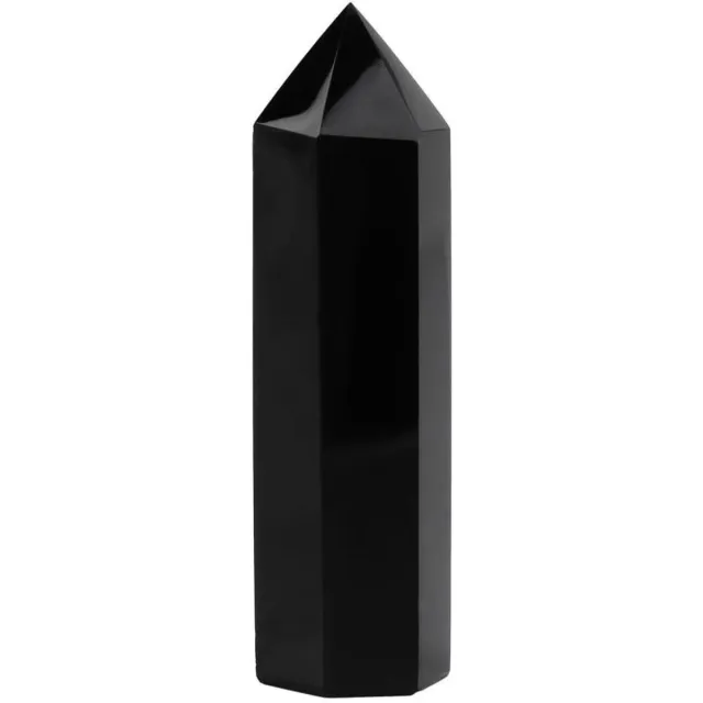 Cosensi Zwarte obsidiaan stenen staaf voor helende punt - zeshoekige toverstaf voor sieraden en woondecoratie Any