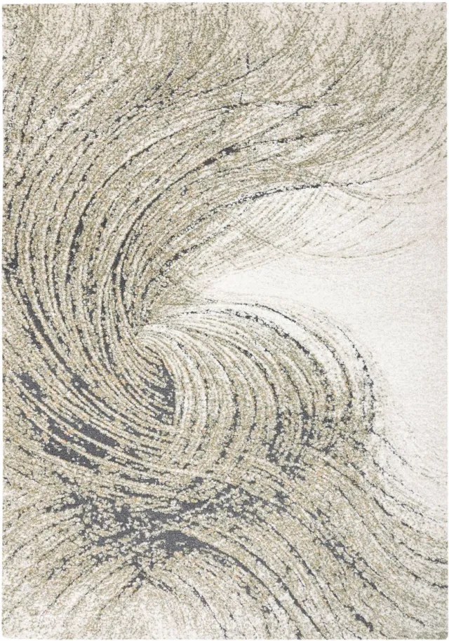 Padiro design laagpolig vloerkleed 160 x 230 cm - lichtbeige - modern abstract ontwerp - voor vloerverwarming - van polypropyleen, polyester en jute