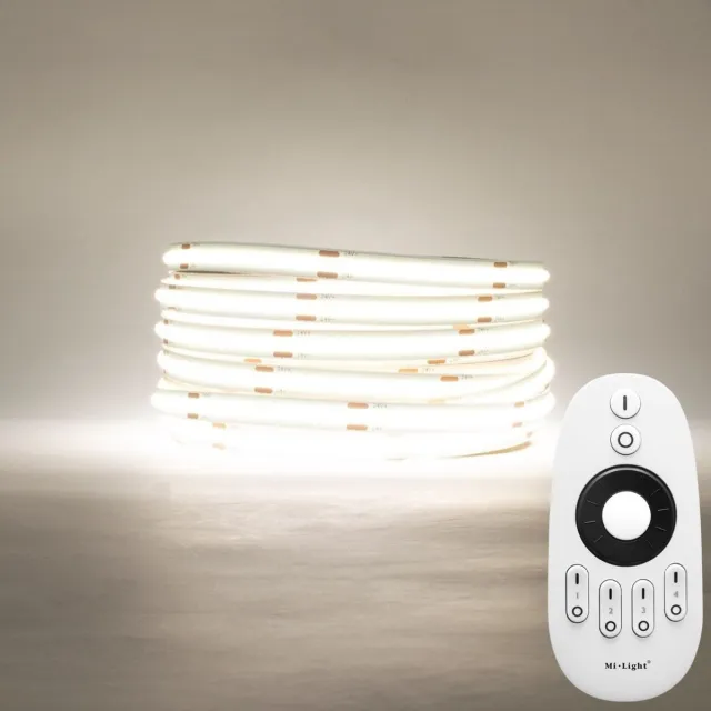 DiamantLED LED Strip COB - 5 Meter - Complete Set - 6000k - Koud Wit - 24V - 480LED/m - Met RF Mi-Light(MiBoxer) Afstandsbediening Neutraal wit