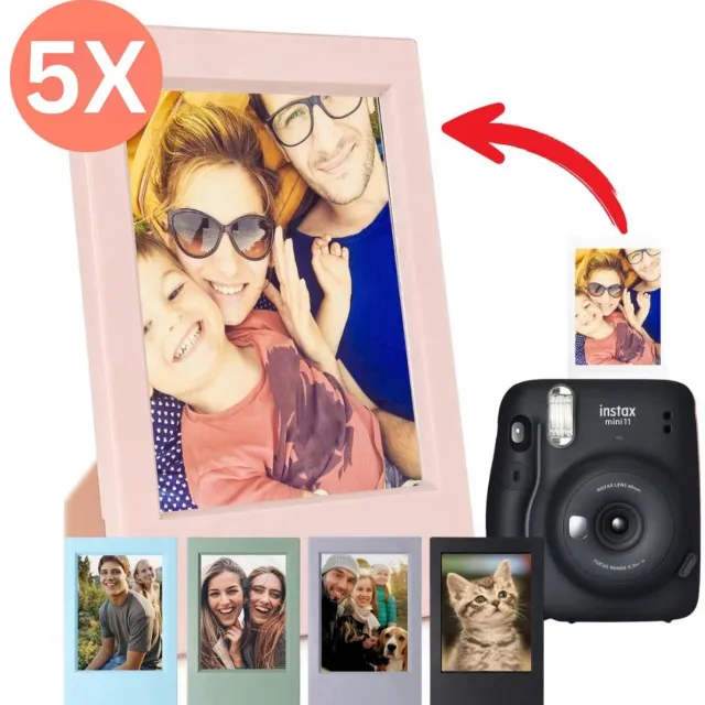 Ainy Mini fotolijst 54x86 mm | Set van 5 kleuren fotolijsten | Fotolijstje geschikt voor Instax Mini 10 11 12 fotopapier formaat 46x62mm Mini wissellijst | Set | 46x62mm
