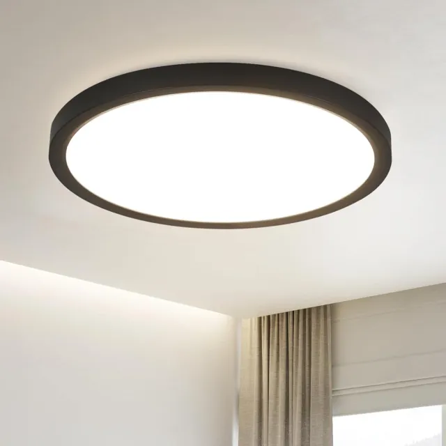 NETTLIFE badkamer plafonnière - Zwart - rond - klein - Wit licht - 18 W - ⌀23cm