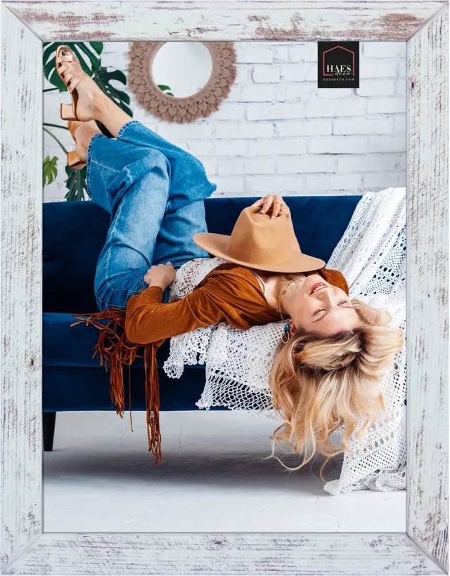 HAES deco Houten fotolijst Avignon wit / bruin voor 1 foto formaat 13x18 - SP14718 Wit/Bruin