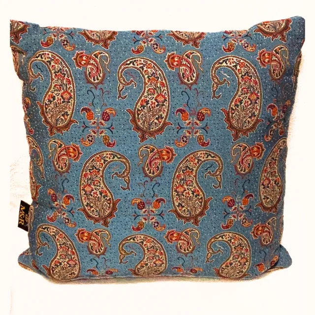 M Design M&R design sierkussen hoes woonkamer 40x40 dubbelzijdig Perzische zijde handgeweven Azin blauw