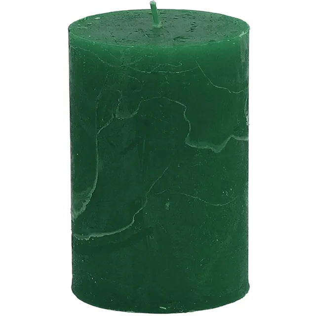 Viana Premium pilaarkaarsen, donkergroen, 70x100mm, set van 4, lange branddu Groente