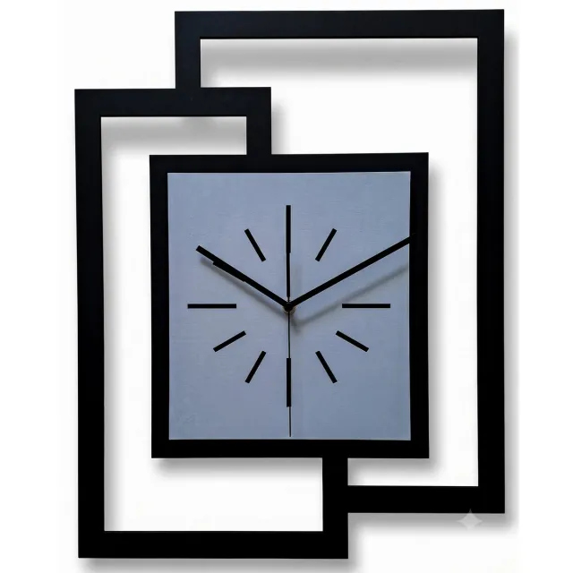 Ornament Handgemaakte Grote Houten Wandklok – Modern Minimalistisch Design, Rechthoekig Verticaal, Geruisloos, Zonder Tikkend Geluid – Voor Woonkamer, Slaapkamer, Keuken – Unieke Wanddecoratie, Industrieel Design & Stil Uurwerk, zwart -grijs zwart - grijs
