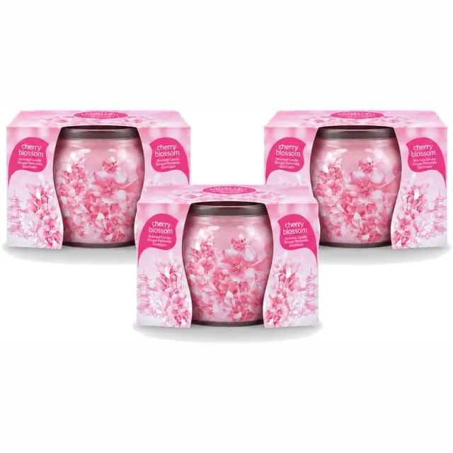 At Home 3 x At Home - Scents - Geurkaars - Cherry Blossom - 70 g - Voordeelverpakking - 3 stuks Roze