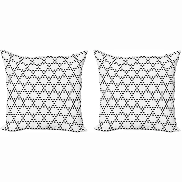 ABAKUHAUS Kussenhoes Set – Zwart-Wit Hexagonen – 2x45x45 cm Zwart en wit