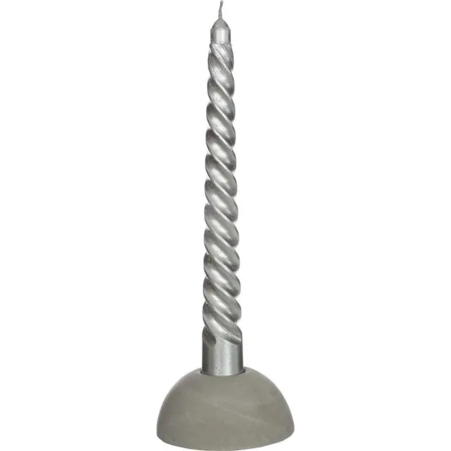 twist kaars - Zilver - set van 3 stuks - 25cm