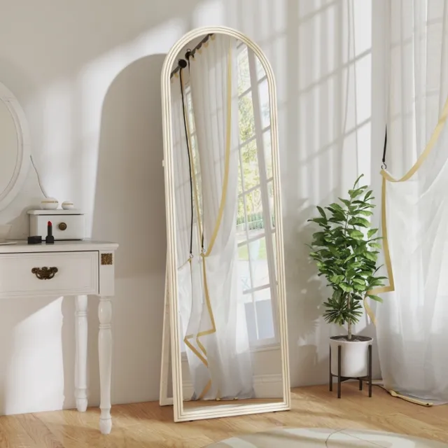 MODENUIT Spiegel – Volledige Spiegelweergave – 50 x 160 cm – Gehard Glas en Kunststof – Wit – Staand of Aan de Wand White