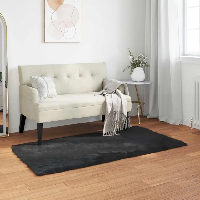 vidaXL Tapijt van imitatie TAFALLA Zwart 80 x 150 cm Polyester, foto 2