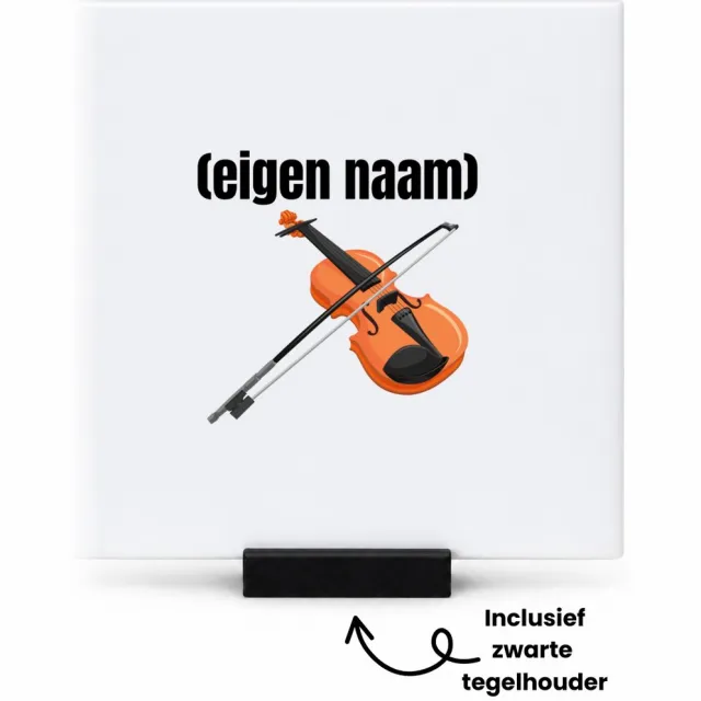 Hacebo viool met eigen naam tegeltje met tegelhouder - Viool - muziek liefhebbers - tegeltjes met tekst - iemand die houdt van violen - verjaardag - cadeau - kado - geschenk - spreuktegels - 10.8x10.8 CM Wit