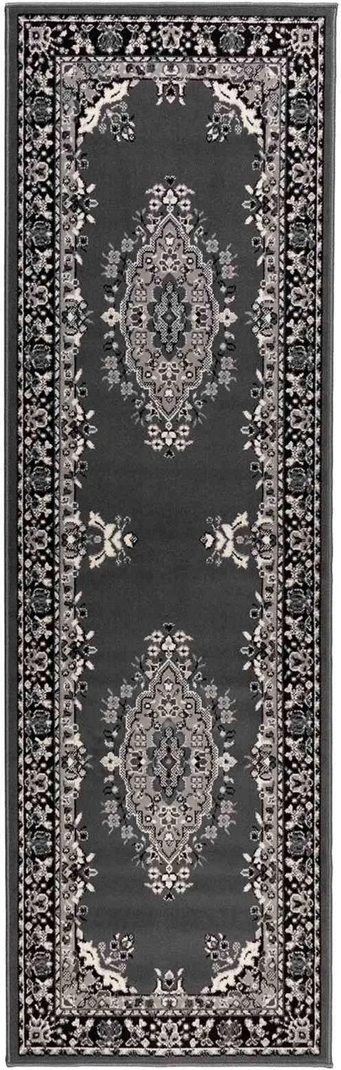 vidaXL Lopers - Tapijt - FLORNES - Geweven - Grijs - Patroon - 67 - x - 450 - cm - PP - 7 - mm Grijs Patroon