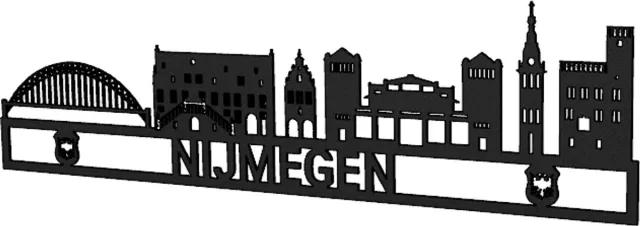 Industrial Garden Skyline woonplaatsbord NIJMEGEN - Skyline bord - 60cm breed - 16cm hoog Roestig