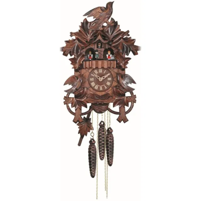 Engstler 635_QMT - Koekoeksklok - Kwarts - Notenhout - met muziek met dansend paar - 37 cm Bruin