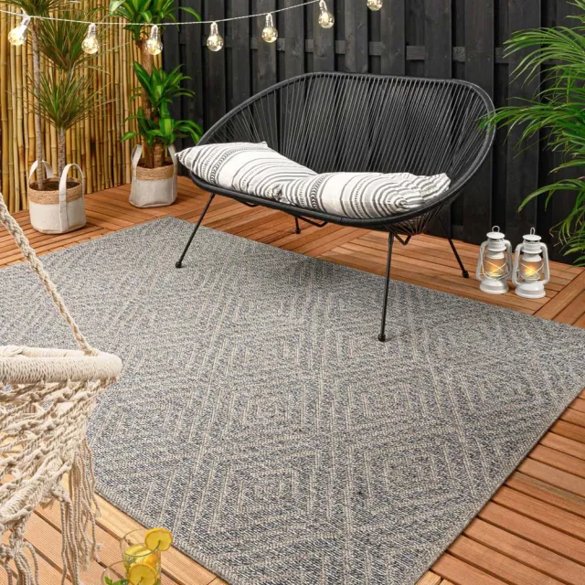 Boho&me Buitenkleed ruit - Alpo blauw/zilver 80x150
