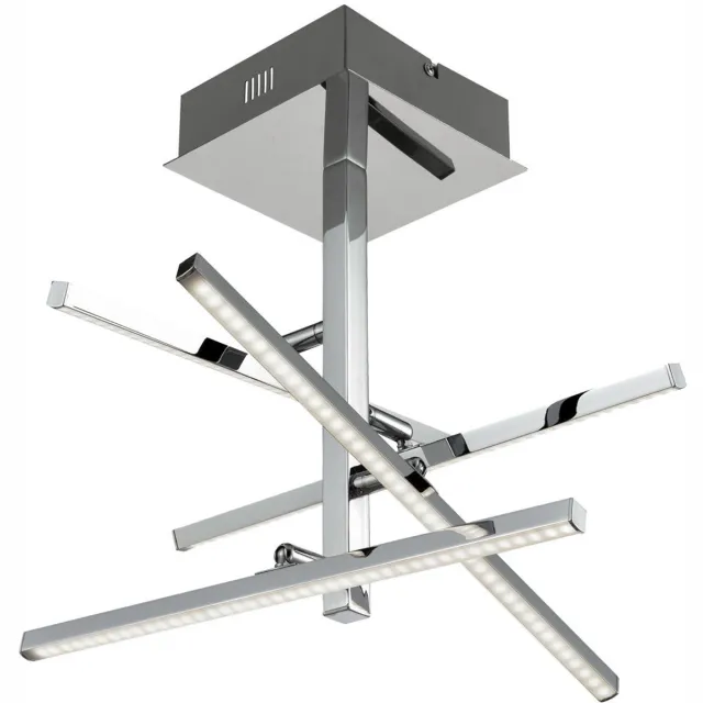 ESTO Plafondlamp woonkamer chroom in vierkant design met verstelbare stangen, metaal acryl, 4x LED 4x 4 Watt 4x 320 lm warm wit, LxBxH 51x51x36 cm zilver