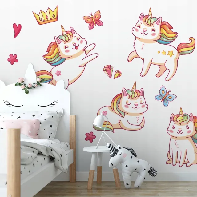 Wallvy Muursticker - Kleurrijke Eenhoorns - 50x100cm - Hoge Opaciteit Meerkleurig