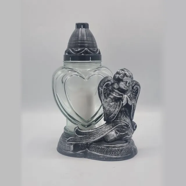 Herdenkingslichtjes Herdenkingslicht - Engel - Plat - Zilver - Hart - Grafkaars - Graflantaren - Graflicht - Grafdecoratie