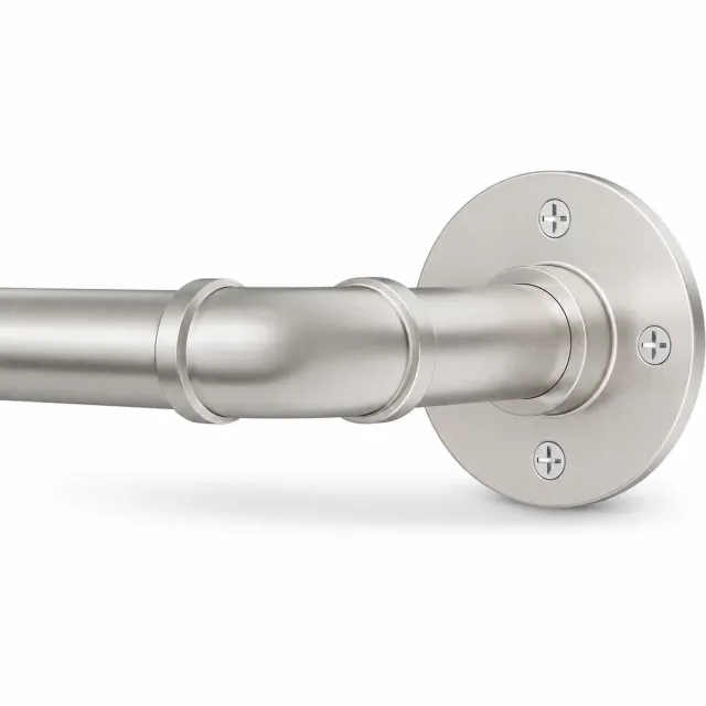 LitaLife Gordijnroede Uitschuifbaar 80-218 cm – Industrieel Design – Ø25 mm – Wand & Plafondmontage – Glazen Schuifdeur & Terras – Woonkamer & Slaapkamer – Geborsteld Nikkel